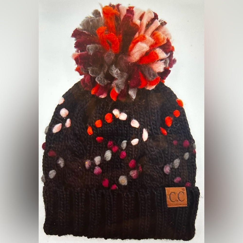 C.C. Chunky Jumbo Yarn Beanie with PomPom